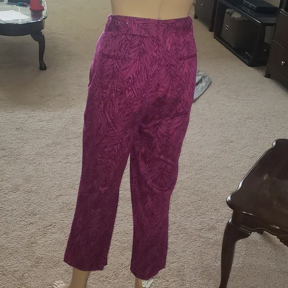 Coldwater Creek 10 tropical print pockets natural fit 98% cotton pant - Picture 5 of 6